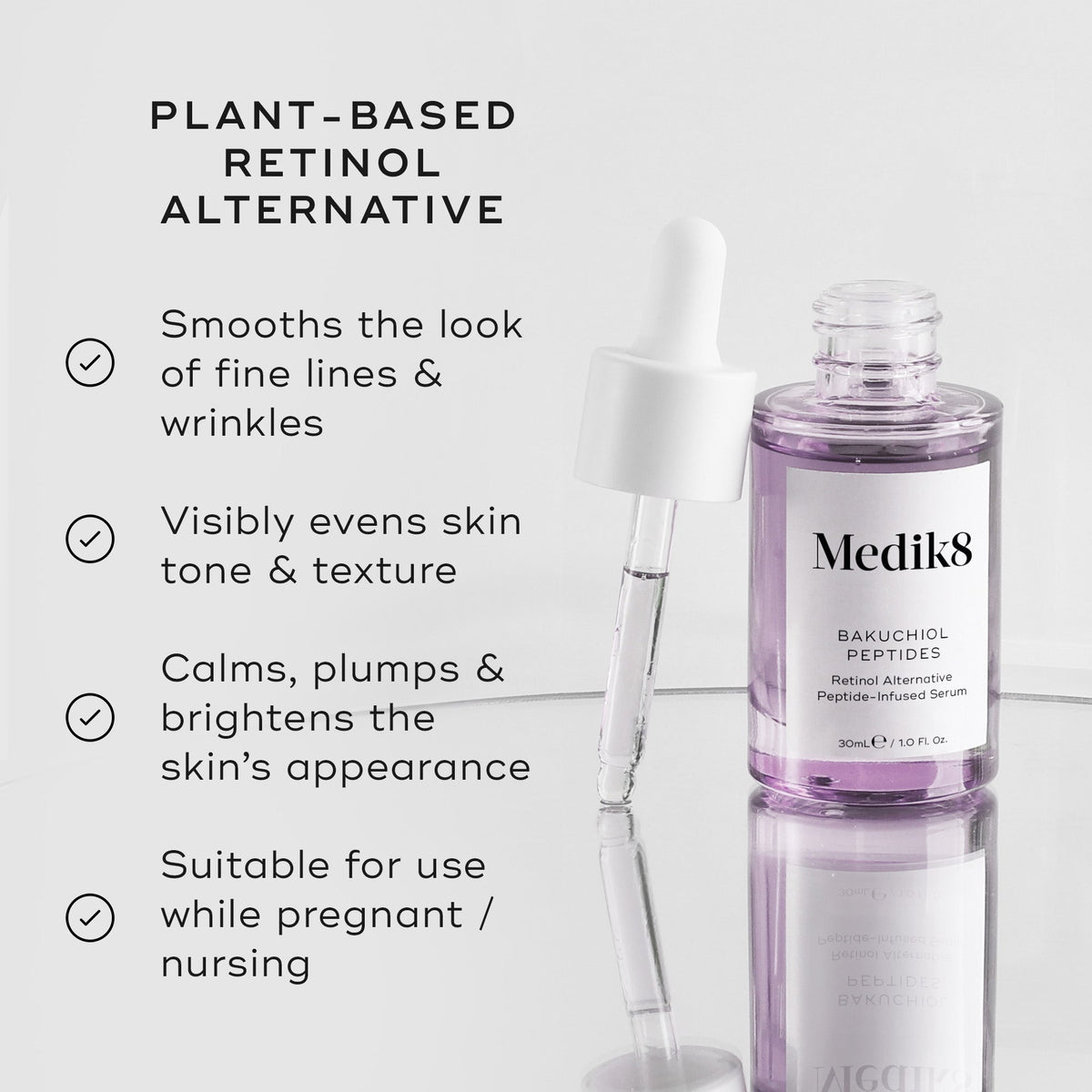 Medik8 Bakuchiol Peptides key benefits: plant-based retinol alternative