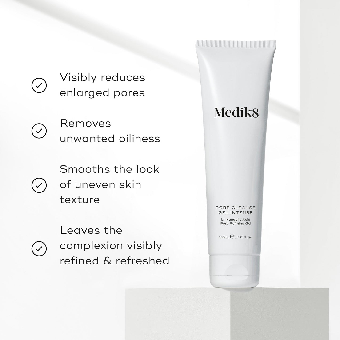 Medik8 Pore Cleanse Gel Intense key benefits - pore-tightening actives and exfoliants for a refined complexion