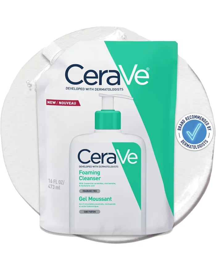 CeraVe Foaming Cleanser Refill 473ml refill pouch detail