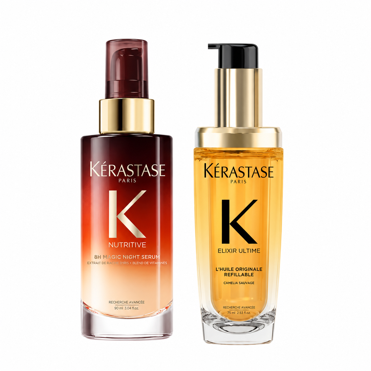 Kérastase 8H Magic Night Serum & Elixir Ultime Oil Duo — both included products
