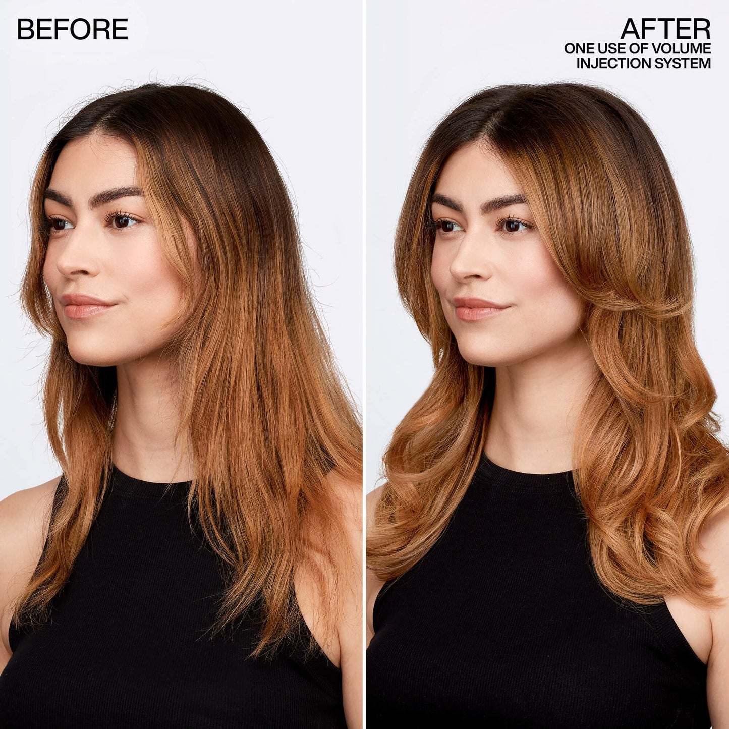Redken Volume Injection before and after on fine flat hair